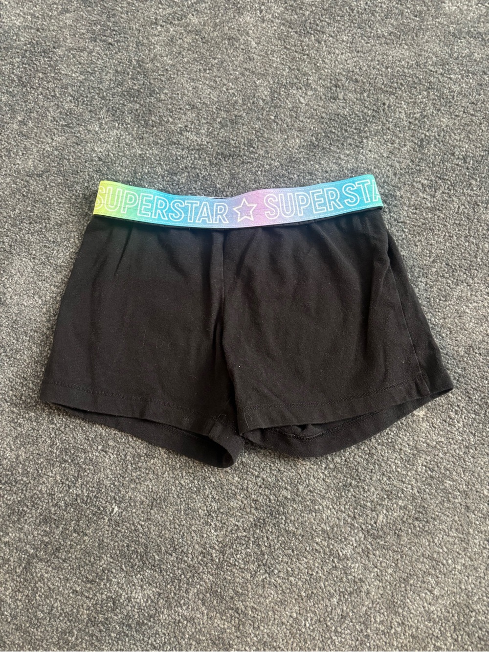 wonder nation Black Shorts with Rainbow "SUPERSTAR" Waistband